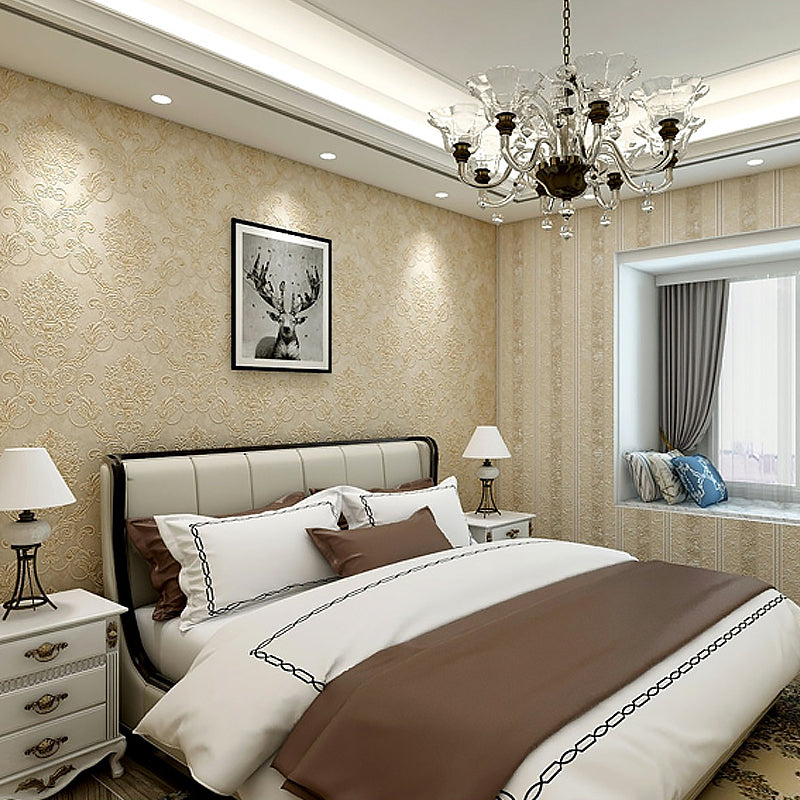 Antike Jacquard-Tapetenrolle für Schlafzimmer, 31' x 20,5" Wanddekoration in Pastellfarben