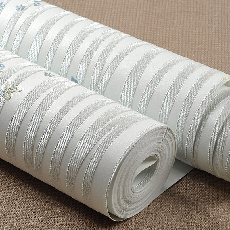 Pastel Color Flower Wallpaper Water-Resistant Country Bedroom Wall Art, Non-Pasted