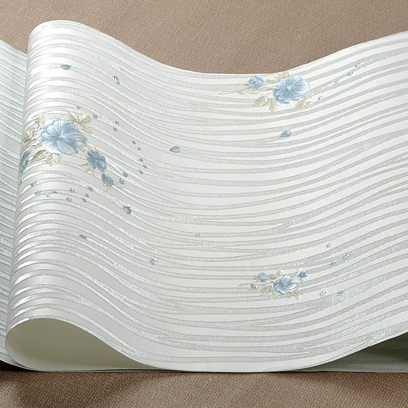 Pastel Color Flower Wallpaper Water-Resistant Country Bedroom Wall Art, Non-Pasted