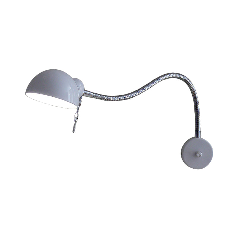 1 Lampenkuppel -Schattenwandlampe mit flexibler Arm Vintage Chrom/Weiß metallischer Leuchten für Bett