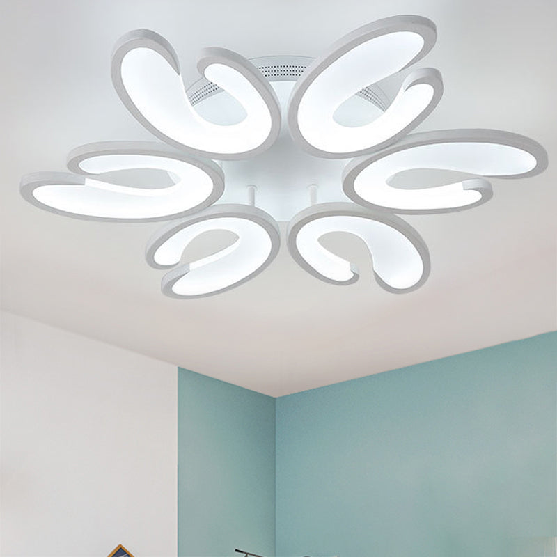 4/6/9 cabezas de lámpara de techo de dormitorio con tono acrílico en forma de U lámpara de montaje de lavado blanco en cálido/blanco/natural