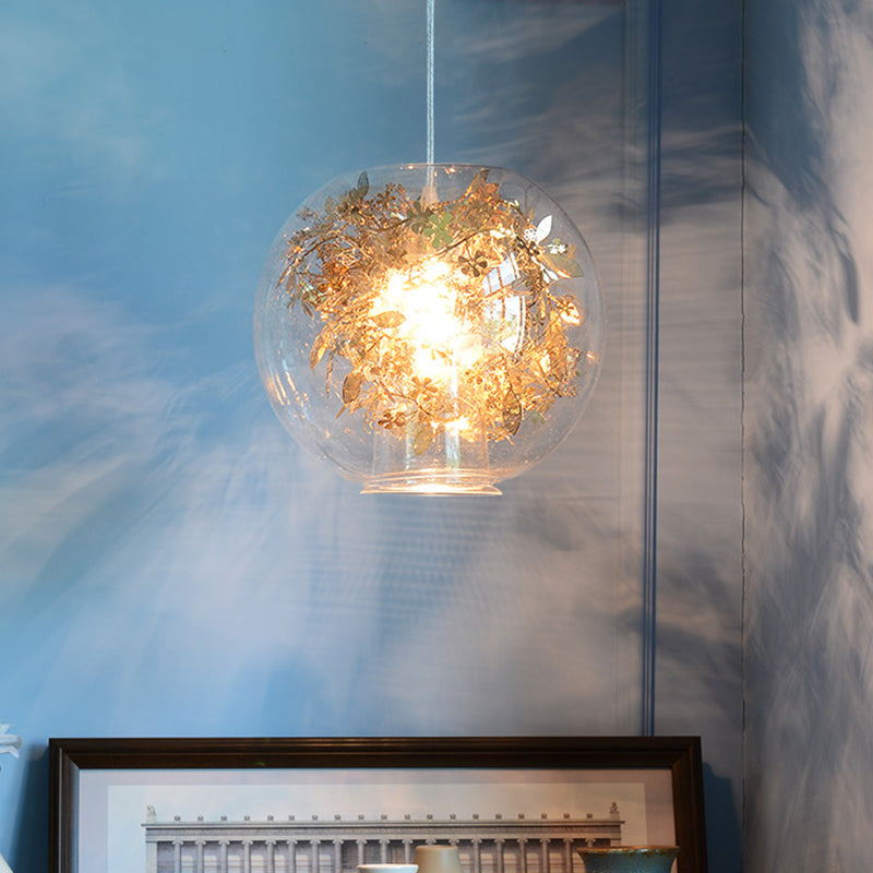 Zerbrochene Blätter Anhänger Beleuchtung modernes klares Glas 1 Licht silber/goldene Deckenlampe