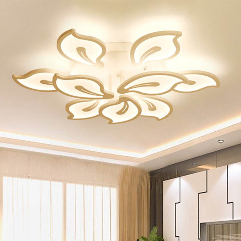 Bauhinia Leaf Fush Light Acrylique moderne 3/5/9 Light Light Room LED Plafond Plafon