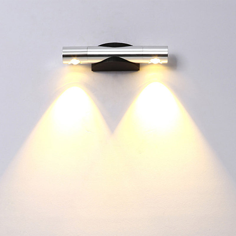 Luminaire mural de salon à 2 légers avec tube lampe murale noire / argent en aluminium dans un éclairage chaud / blanc