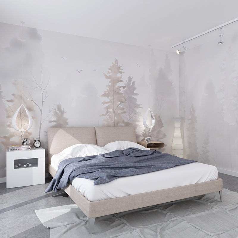 Waterproof Foggy Pine Forest Murals Customized Scandinavian Wall Decor for Bedroom