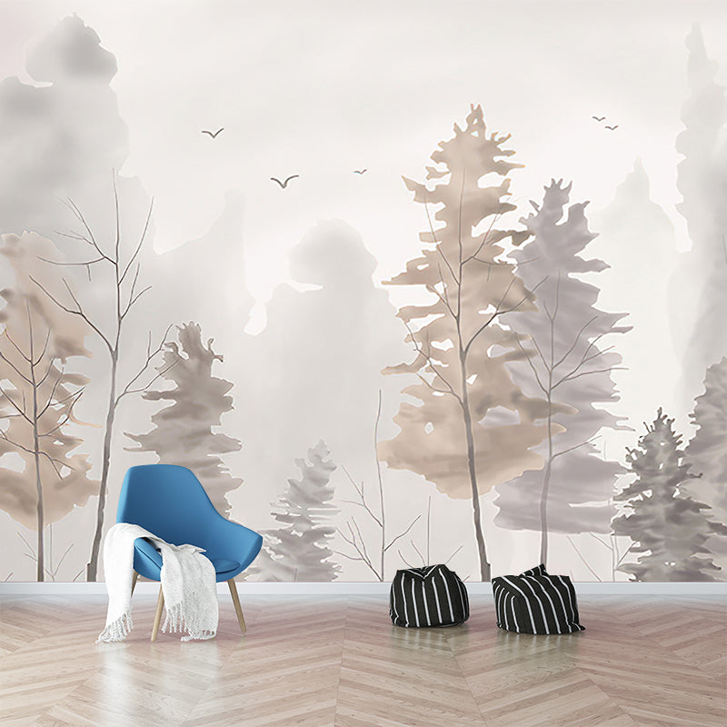 Waterproof Foggy Pine Forest Murals Customized Scandinavian Wall Decor for Bedroom