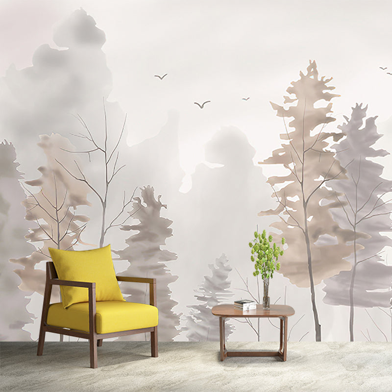 Waterproof Foggy Pine Forest Murals Customized Scandinavian Wall Decor for Bedroom
