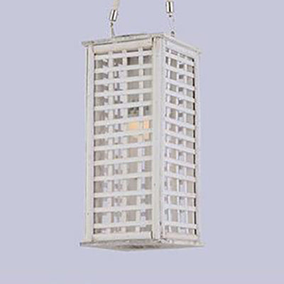 Estilo contemporáneo Bambú de iluminación colgante rectangular 14 "/19.5" de ancho Lámpara suspendida de comedor de 1 luces en blanco