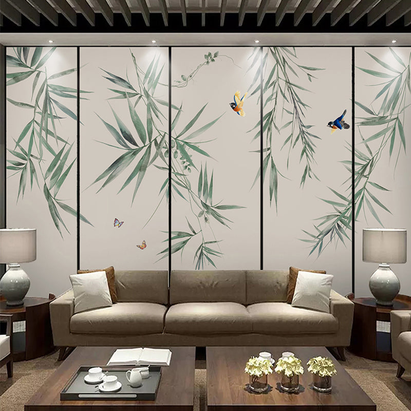 Green Bamboo Branch Wallpaper Murals Plant Chinese Style Water-Proof Wall Decor for Home