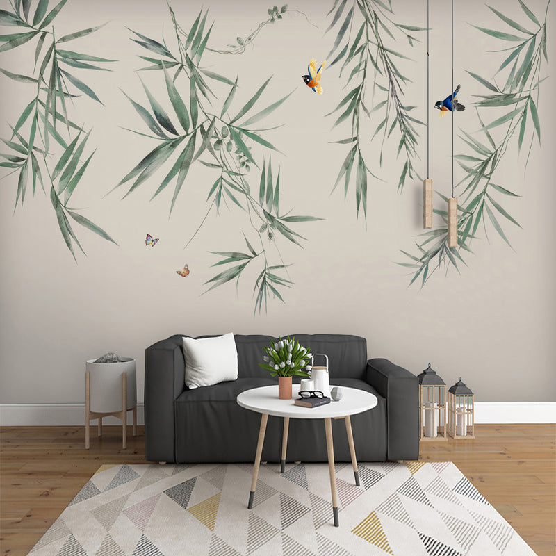 Green Bamboo Branch Wallpaper Murals Plant Chinese Style Water-Proof Wall Decor for Home