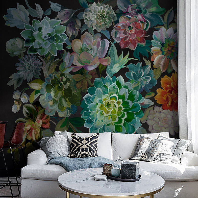 Colorful Blossom Wall Murals Flower Modernist Moisture Resistant Wall Decor on White for Home