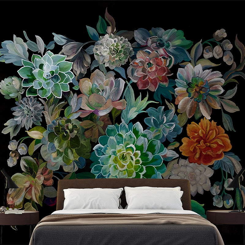 Colorful Blossom Wall Murals Flower Modernist Moisture Resistant Wall Decor on White for Home
