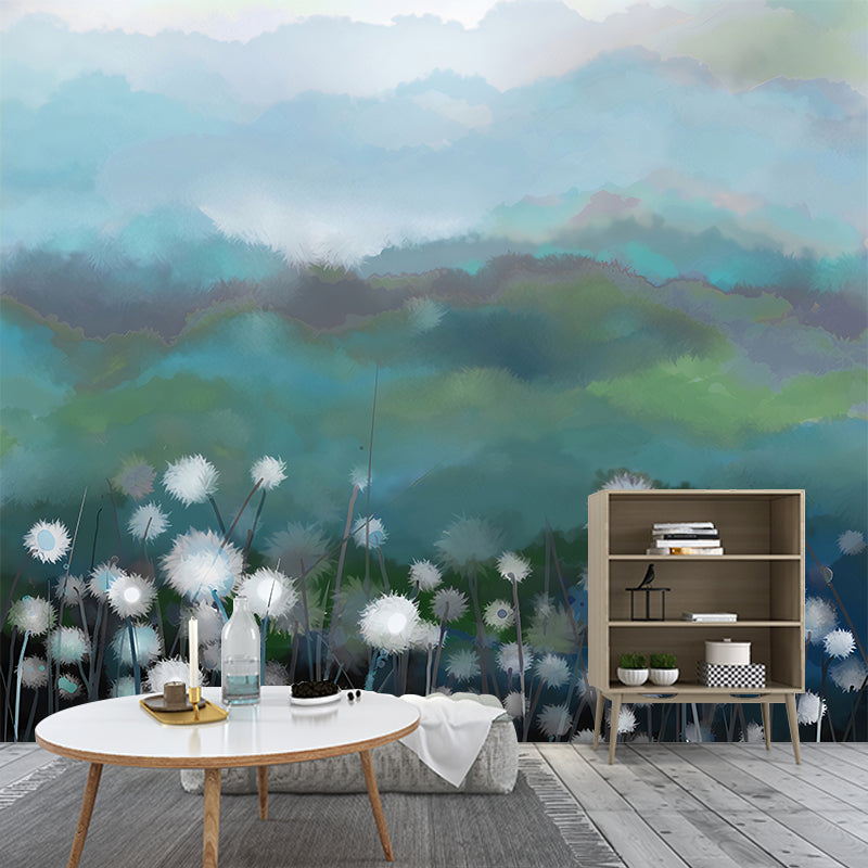Field of Dandelion Mural Decal Contemporary Waterproof Living Room Wall Art, Customized Size