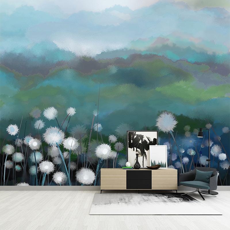 Field of Dandelion Mural Decal Contemporary Waterproof Living Room Wall Art, Customized Size