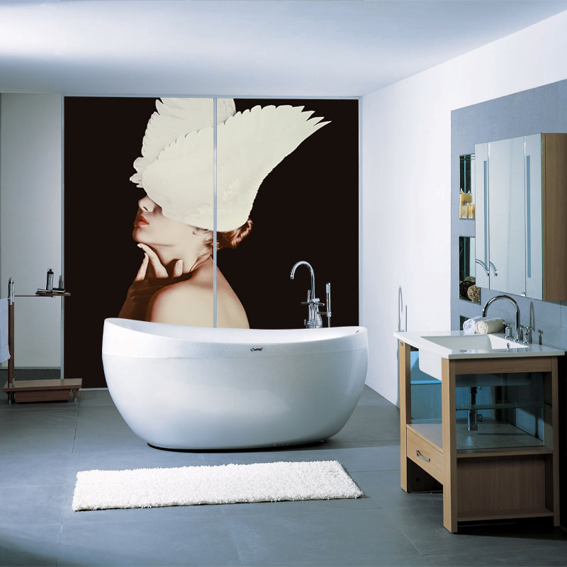 Photography Lady with Feather Murals Full Size Wall Covering for Bedroom, Made to Measure