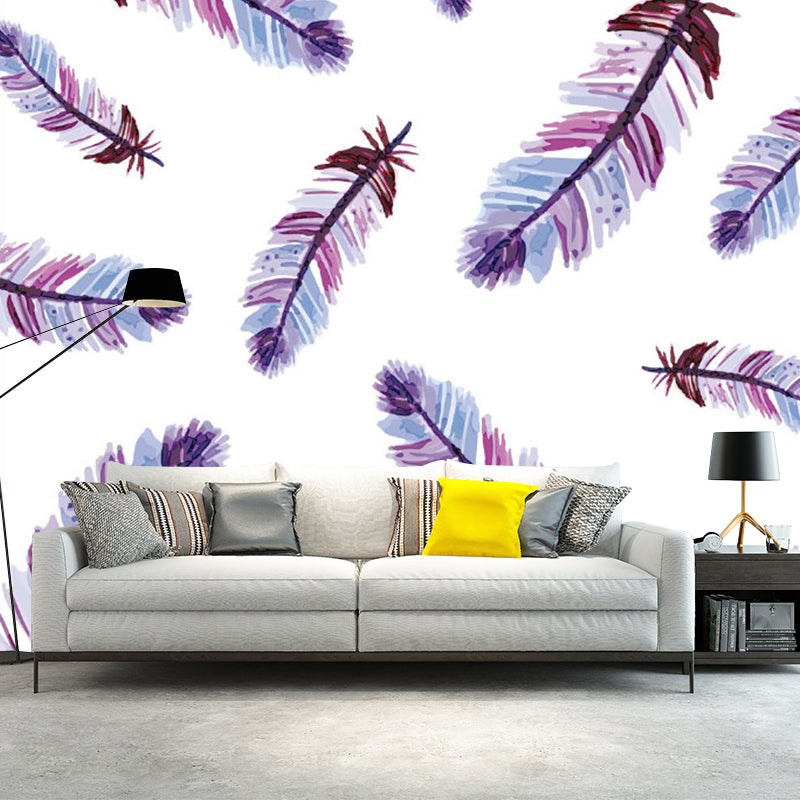 Home Decor Feathers Wall Murals Non Woven Fabric Modernist Wall Decor for Bedroom