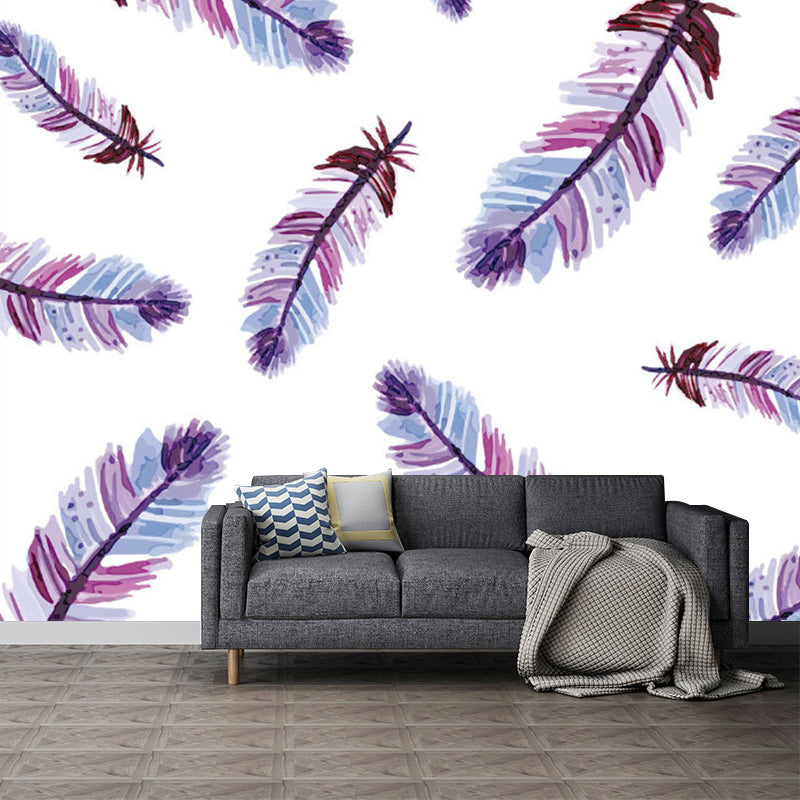 Home Decor Feathers Wall Murals Non Woven Fabric Modernist Wall Decor for Bedroom
