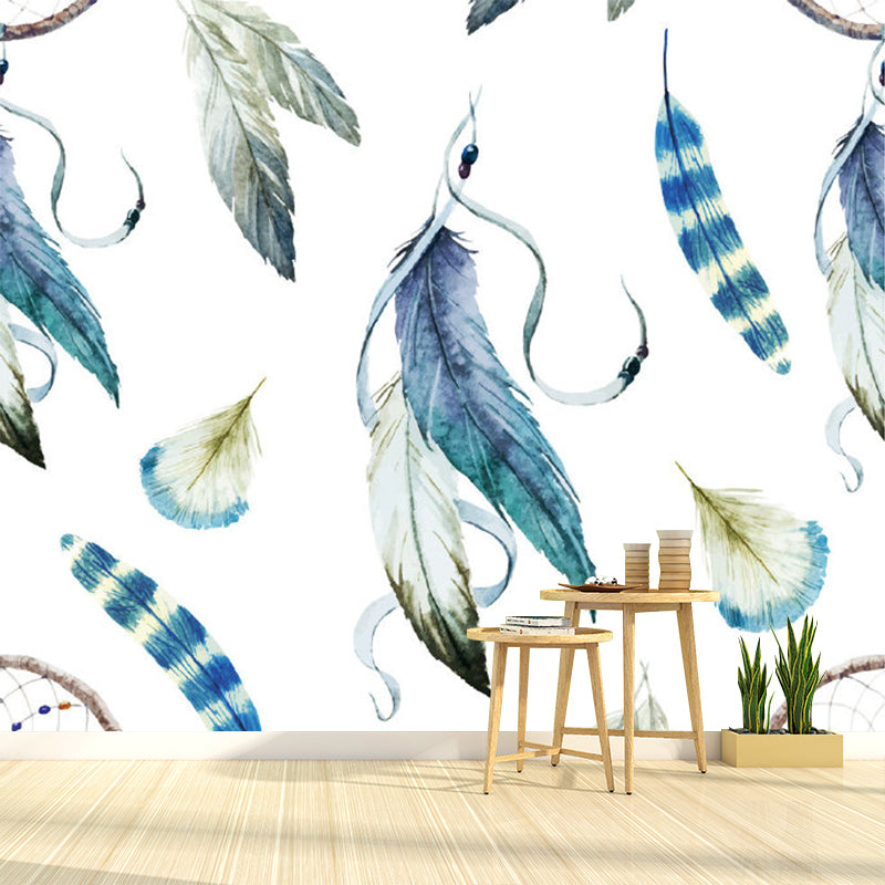 Feather Wall Paper Murals Dream Catcher Contemporary Water Resistant Wall Covering