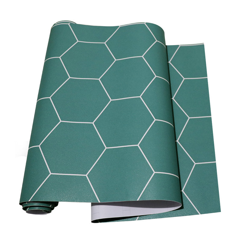 Peel and Stick Honeycomb Wallpaper Green Modernist Wall Art for Kitchen, Easy to Remove