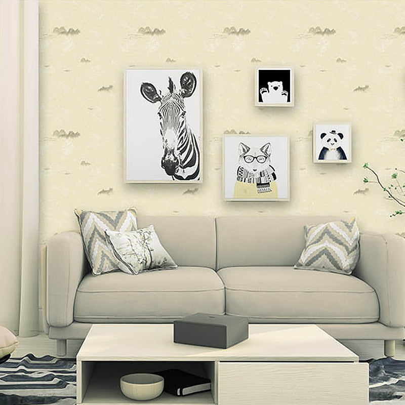 Ink Mountain Print Wallpaper Pastel Color Minimalist Wall Decor for Bedroom, Unpasted