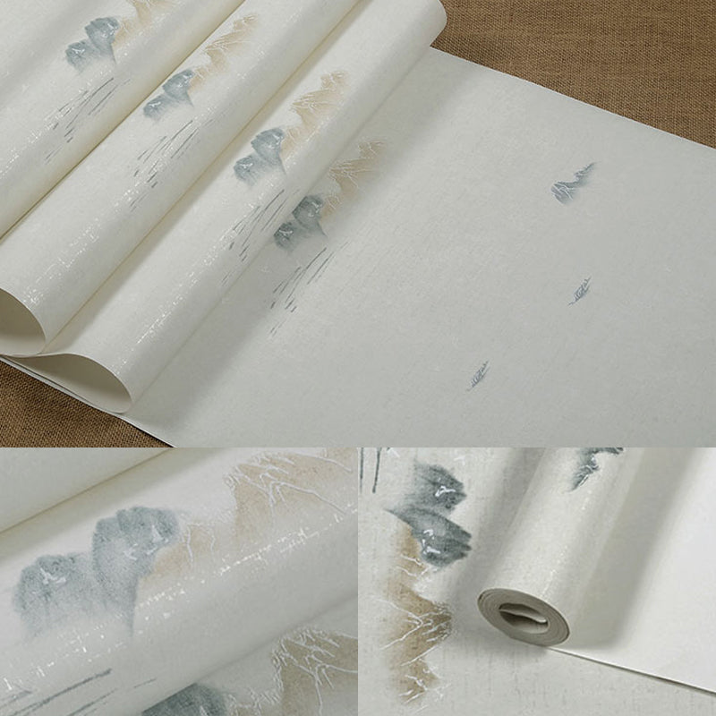 Ink Mountain Print Wallpaper Pastel Color Minimalist Wall Decor for Bedroom, Unpasted