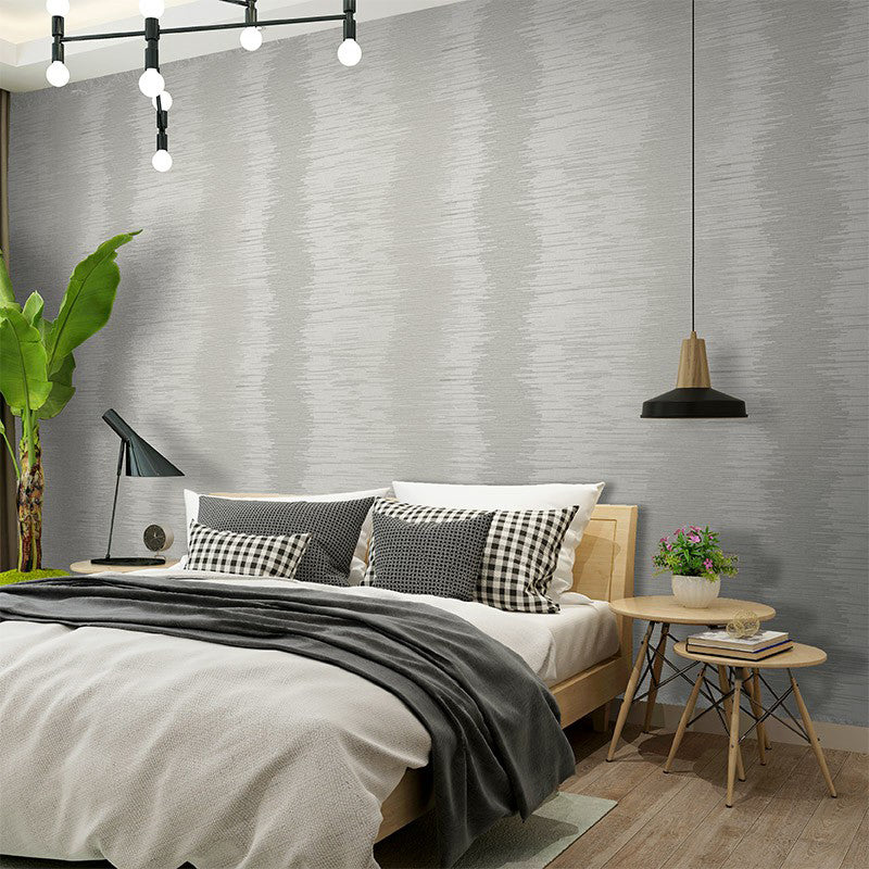 Brushed Metal Effect Wallpaper Simple Moisture-Resistant Bedroom Wall Covering in Smoke Grey
