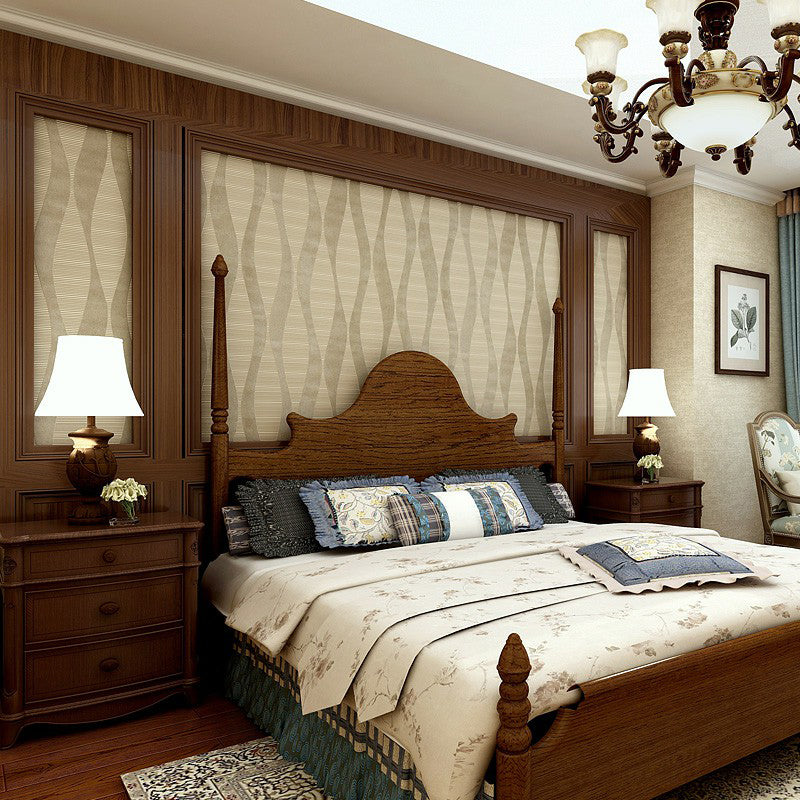 Non-Woven Textured Wallpaper Modern Style Ogee Printed Wall Decoration in Light-Yellow for Home