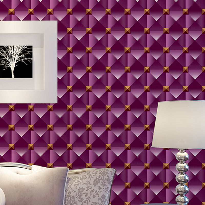Modern Rhombus Patterned Wallpaper Dark Color Living Room Wall Decoration, Non-Pasted