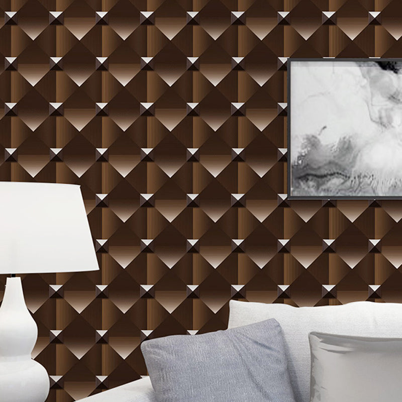 Modern Rhombus Patterned Wallpaper Dark Color Living Room Wall Decoration, Non-Pasted