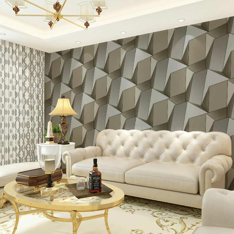 3D Effect Geometric Wallpaper Roll Mid-Century Non-Pasted Living Room Wall Decor