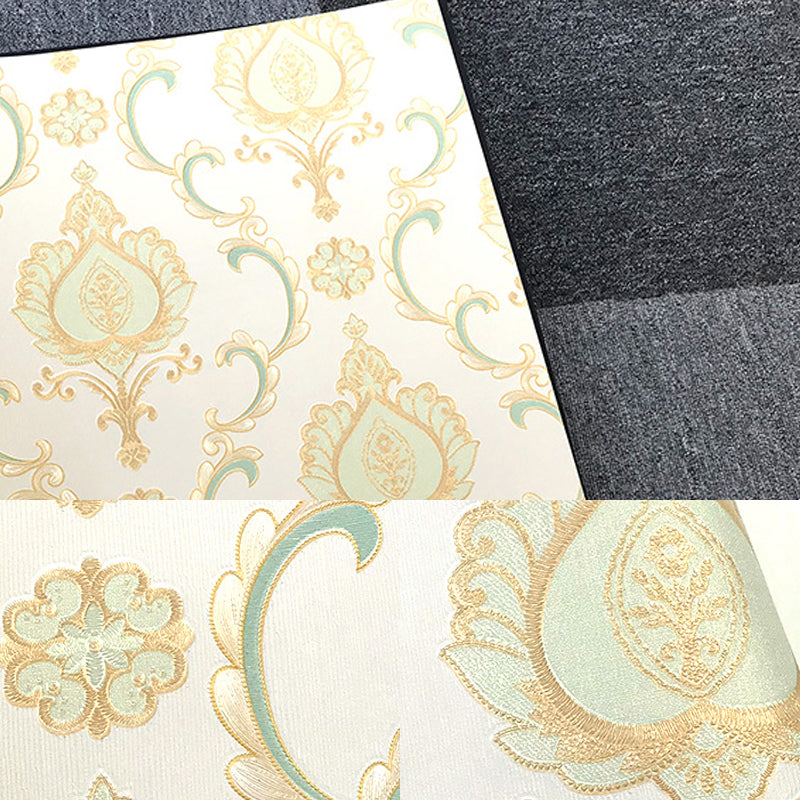 Papier peint jacquard non encollé de 33 pi de long x 20,5 po de large, décor mural nostalgique de couleur douce pour chambre à coucher