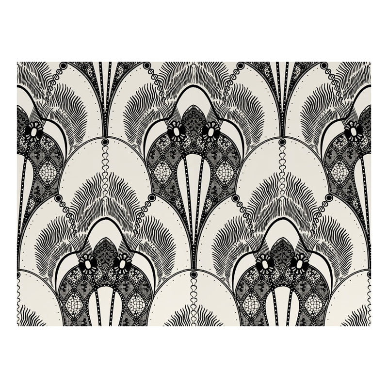 Moisture-Resistant Wallpaper Vintage 3D Embossed Cloth Wall Art with Peacock Feather Pattern