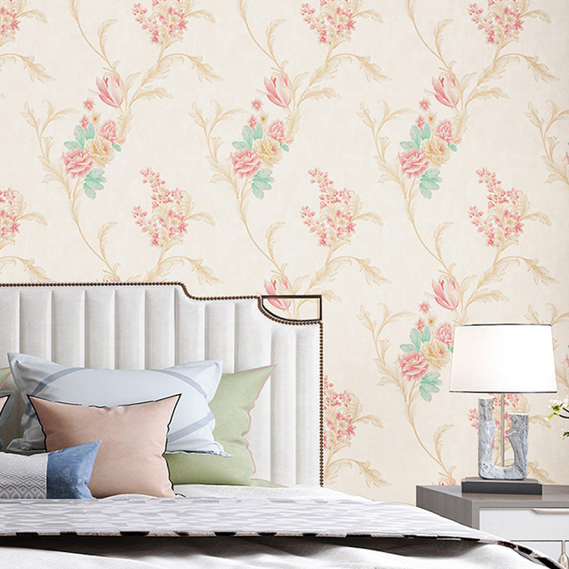 57.1-sq ft Flower Wallpaper for Bedroom Peony Branch Wall Decor in Dark Color, Moisture Resistant