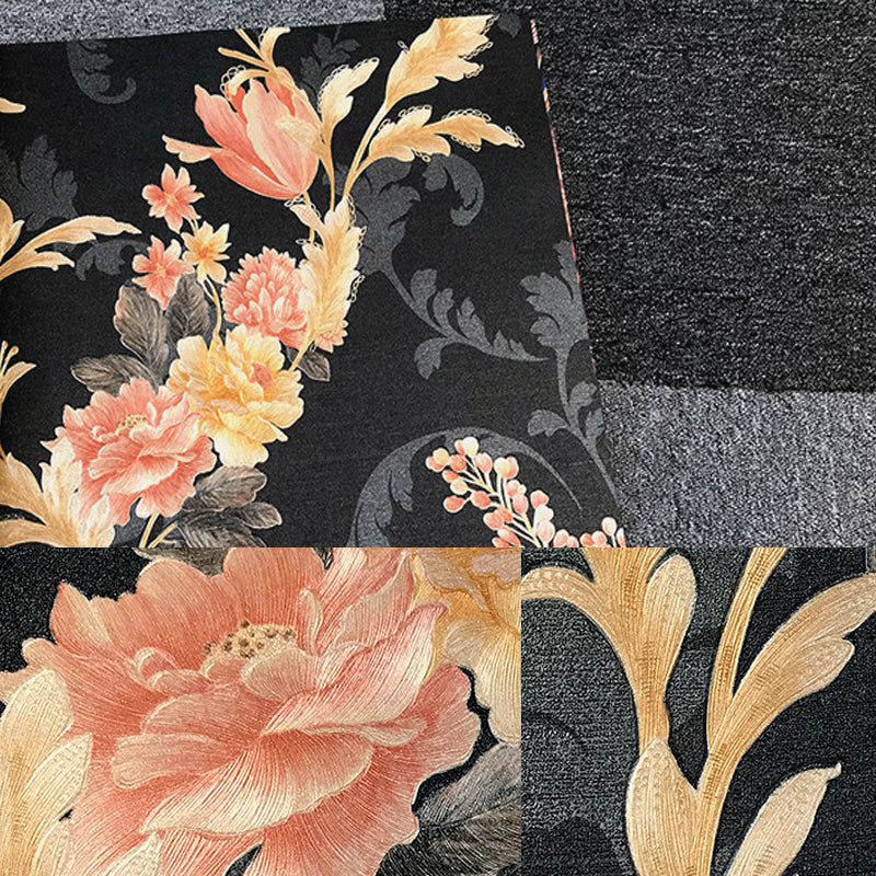 Papier peint à fleurs de 57,1 pieds carrés pour chambre à coucher, décoration murale de branche de pivoine de couleur foncée, résistant à l'humidité