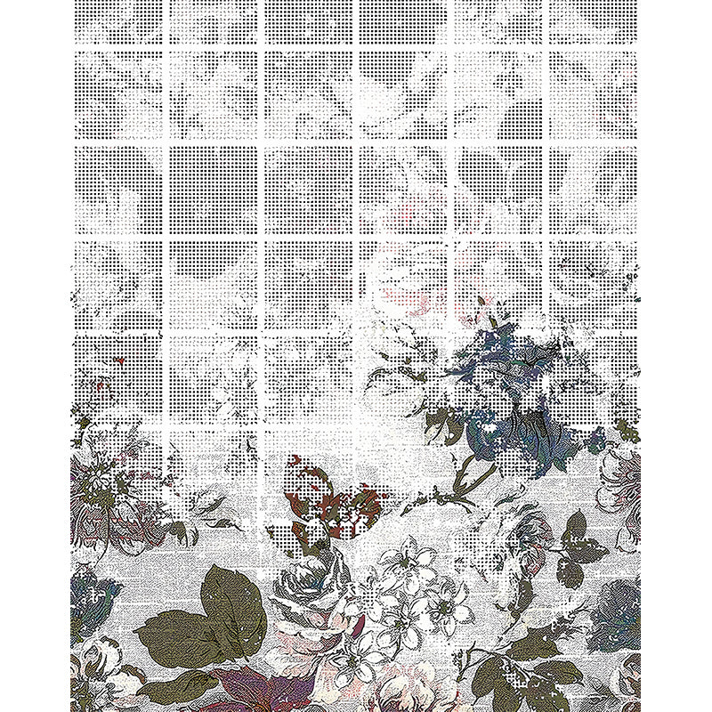 Full Size Modernist Wallpaper Murals Blue-Grey Peony Wall Decor for Home, Custom Made