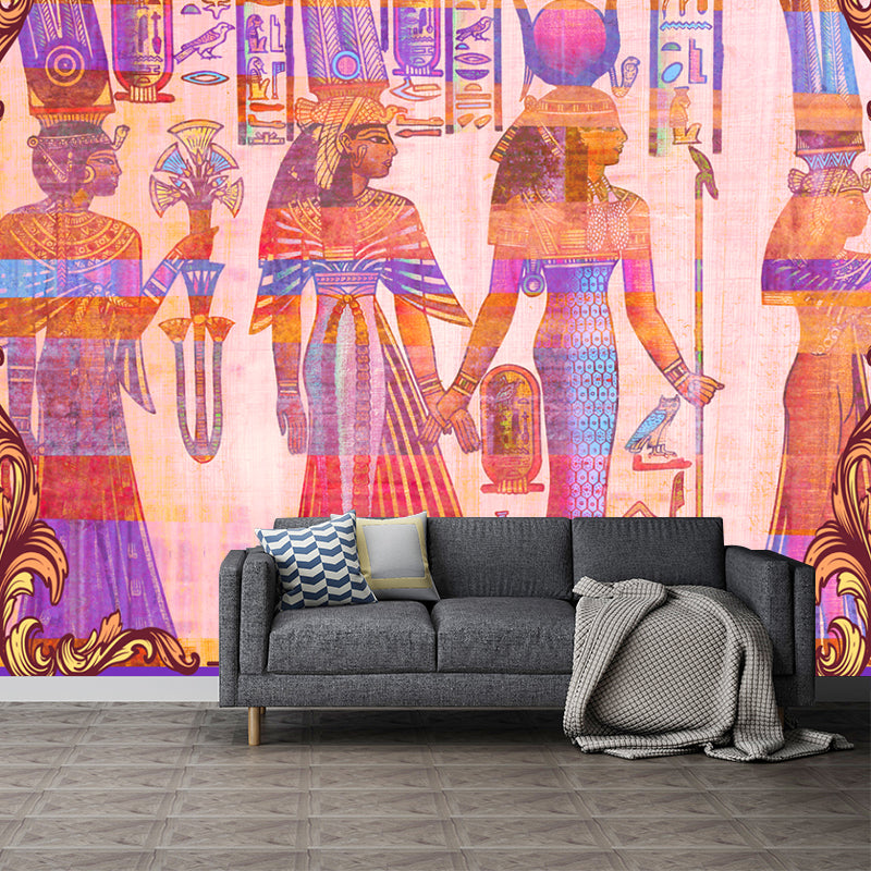 Bohemian Gypsies Wall Mural Decal for Living Room Customized Size Wall Art in Purple-Pink