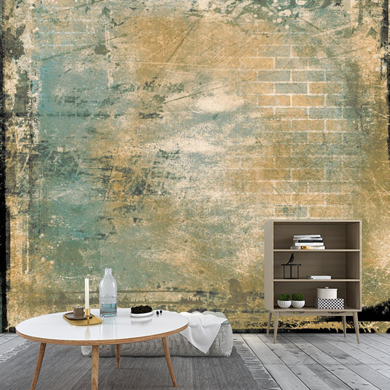 Vintage Distressed Brick Effect Murals for Kitchen Custom Size Wall Art in Brown