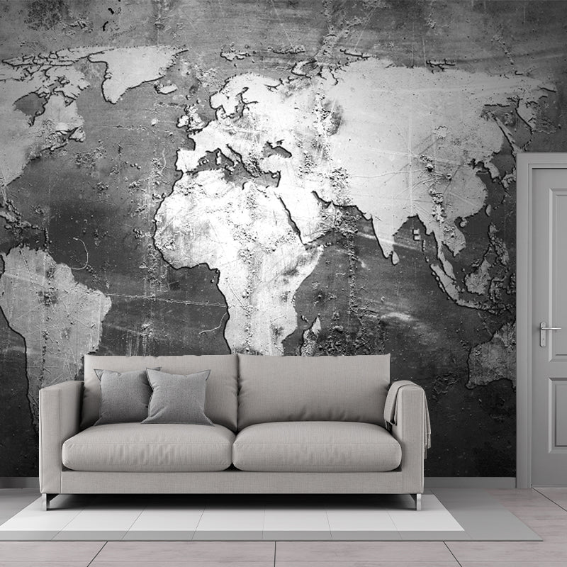 Photography Continental Map Wall Murals Full Size Wall Covering for Bedroom, Custom Print