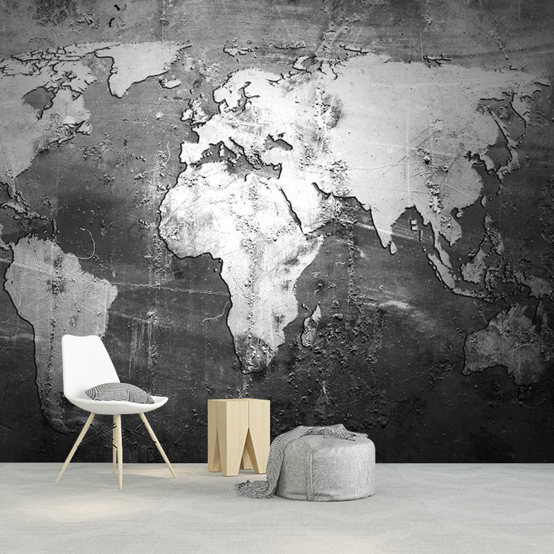 Photography Continental Map Wall Murals Full Size Wall Covering for Bedroom, Custom Print