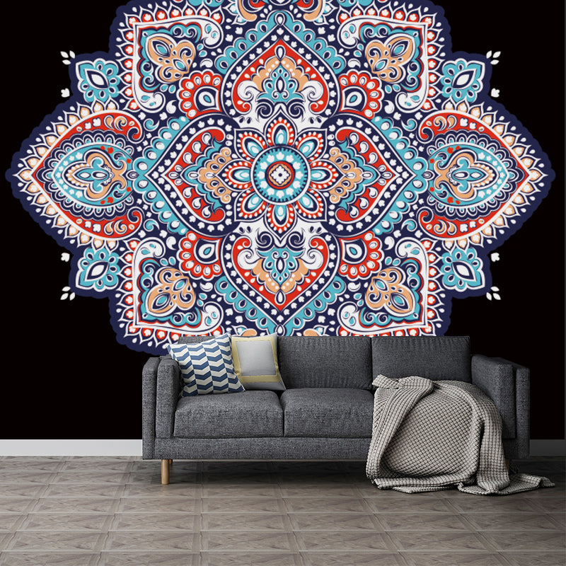 Pink-Blue Bohemia Wallpaper Murals Whole Flowers Pattern Wall Covering for Living Room