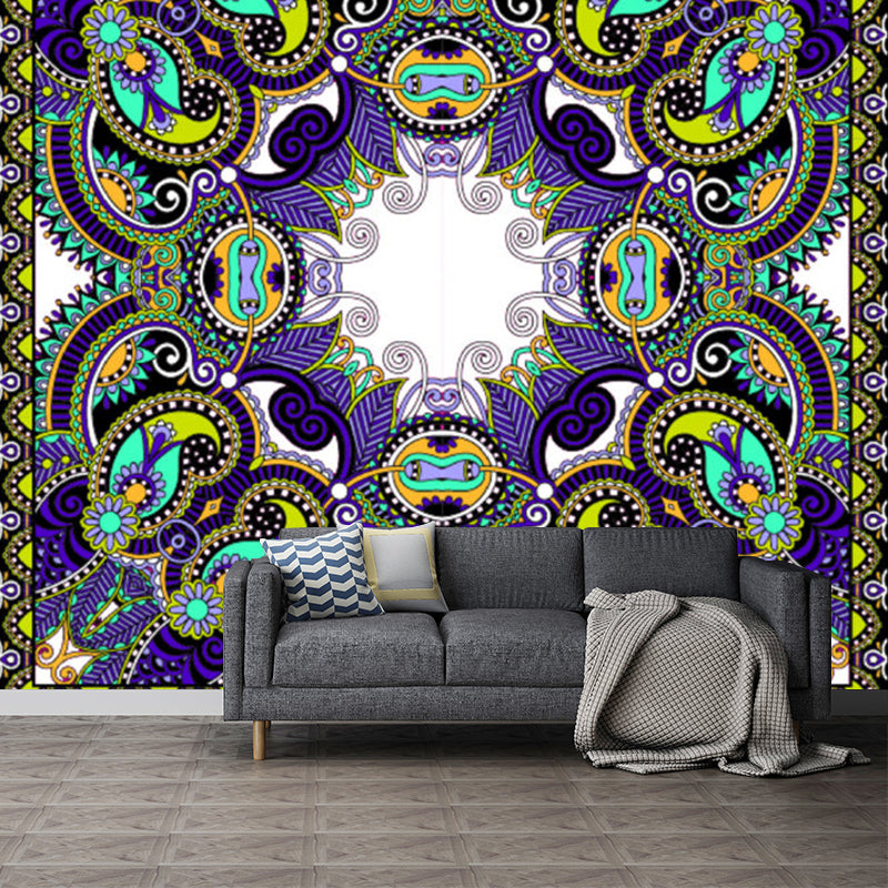 Boho Chic Butterfly Mural Decal Non Woven Washable Blue-Purple-Yellow Wall Art for Home