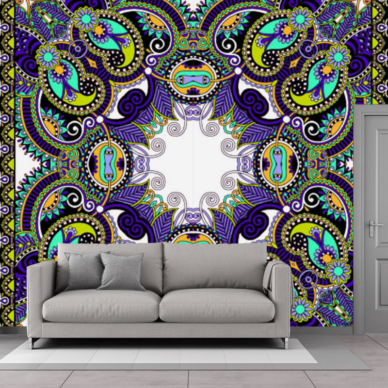 Boho Chic Butterfly Mural Decal Non Woven Washable Blue-Purple-Yellow Wall Art for Home