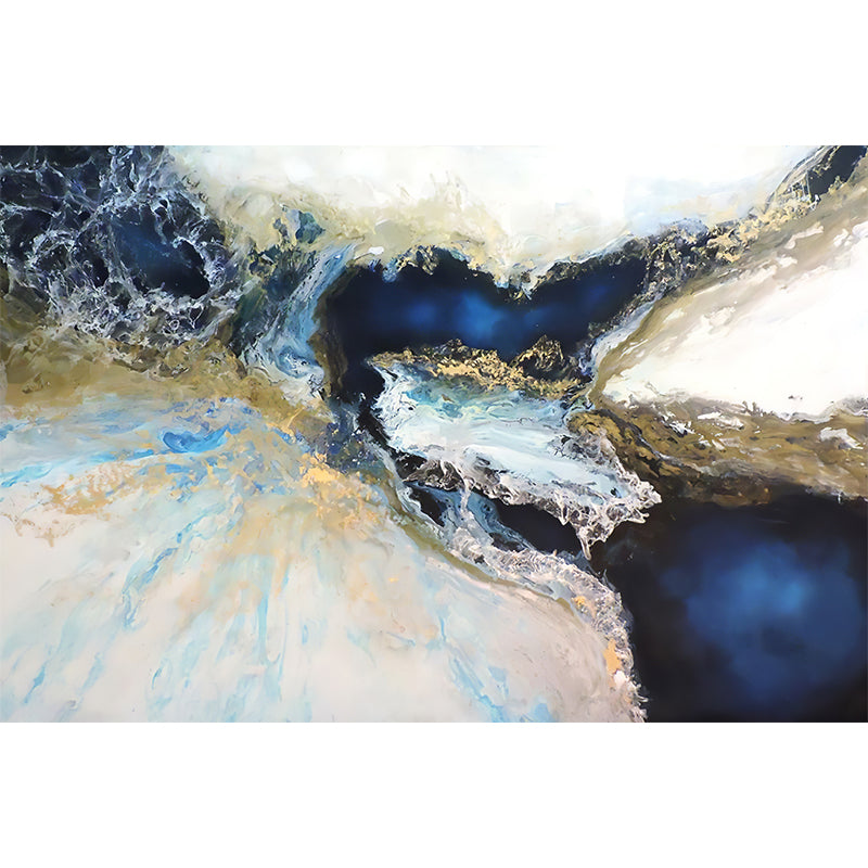 Blue-White Modern Art Murals Large Waterfall Oil Painting Wall Decor for Bedroom