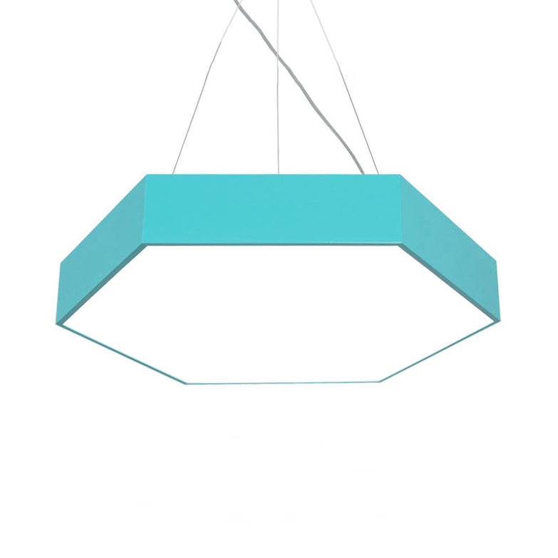 Yellow/Silver/Purple Hexagon Pendant Lamp Contemporary Led Metal Hanging Ceiling Light, 12"/18"/23.5" Wide