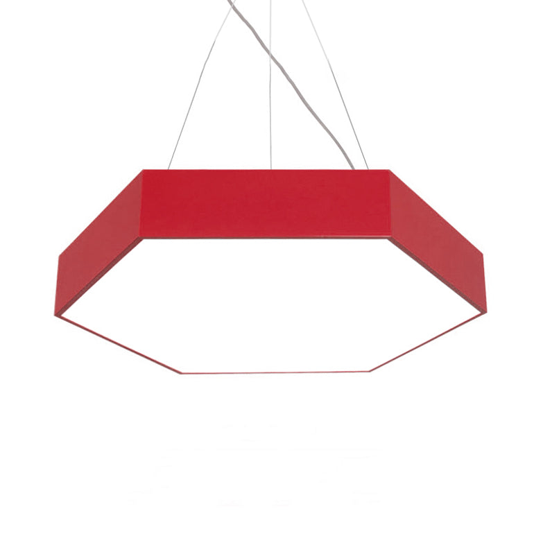 Yellow/Silver/Purple Hexagon Pendant Lamp Contemporary Led Metal Hanging Ceiling Light, 12"/18"/23.5" Wide