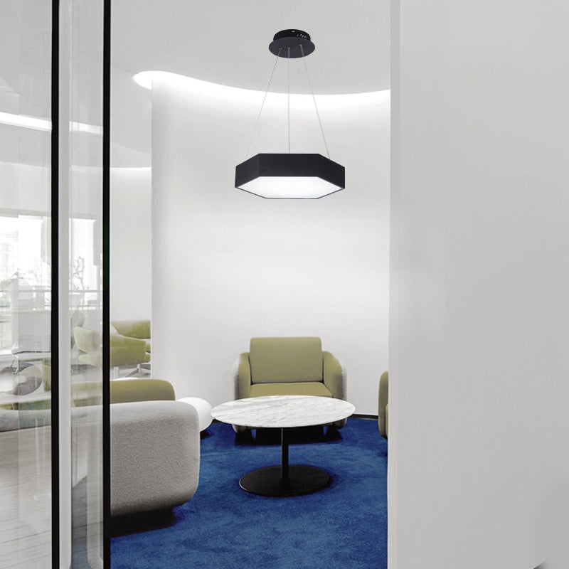 Yellow/Silver/Purple Hexagon Pendant Lamp Contemporary Led Metal Hanging Ceiling Light, 12"/18"/23.5" Wide