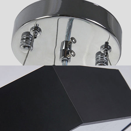 Yellow/Silver/Purple Hexagon Pendant Lamp Contemporary Led Metal Hanging Ceiling Light, 12"/18"/23.5" Wide