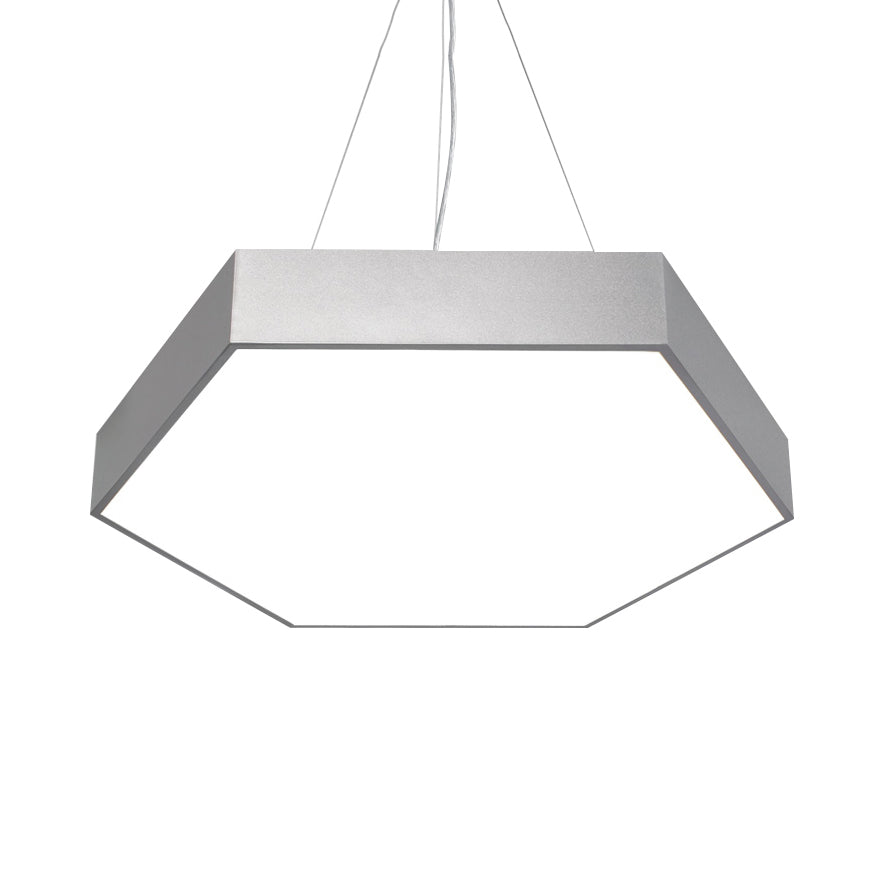 Yellow/Silver/Purple Hexagon Pendant Lamp Contemporary Led Metal Hanging Ceiling Light, 12"/18"/23.5" Wide