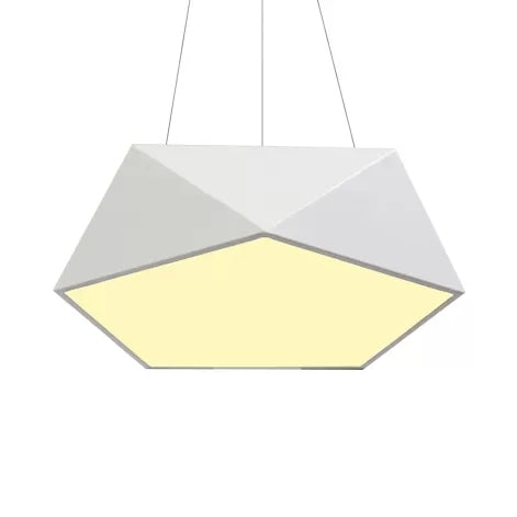 Pentagon Pendant Lighting Contemporary Metal 16.5"/20.5"/24.5" Wide Led White/Black/Yellow Ceiling Lamp Fixture with White Acrylic Diffuser