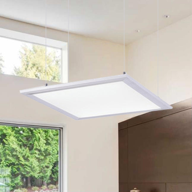 12 "/23.5"/47 "de ancho/rectangular metal colgante de metal simplicidad lámpara de techo blanco led accesorio de techo blanco con difusor acrílico